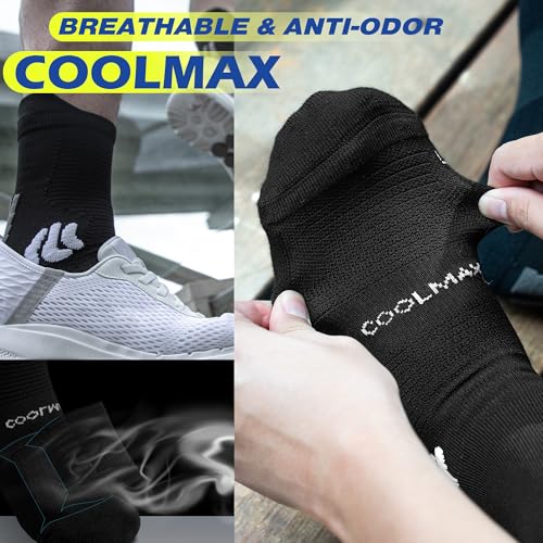 BRISIRA Coolmax Compression Running Socks Moisture Wicking Anti Blister Crew Mid Calf Athletic Hiking Tennis Sock 3 Pairs4
