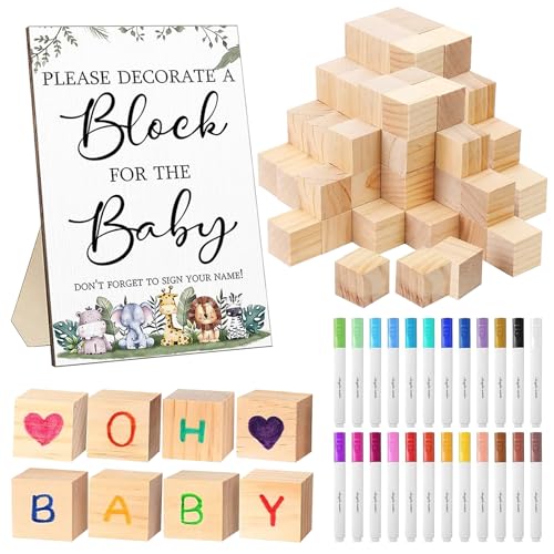 Kit jeux baby shower complet : cubes bois loisirs créatifs et peinture