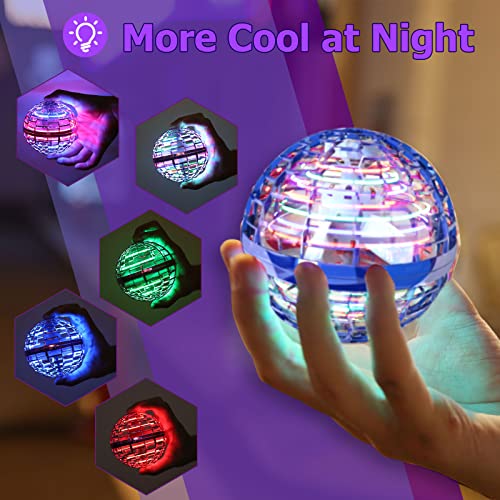 Flying Orb Ball Toy, Hand Controlled Mini Drone, Boomerang Fidget Spinner With 360°Rotating Led Lights, Ufo Magic Cool Stuff Toys Gift For Boys Girls Kids Teens Adults Indoor Outdoor(Blue) #TOP1