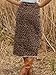 utcoco Women's Chic Leopard Print Denim Midi Skirt High Waisted Side Slit Casual Vintage Jean Skirt (X-Large, Brown)