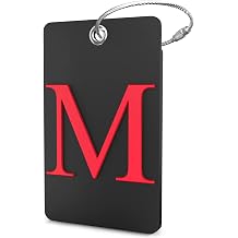Shacke Luggage Tag Initial - Fully Bendable Tag w/Stainless Steel Loop - Black Letter M