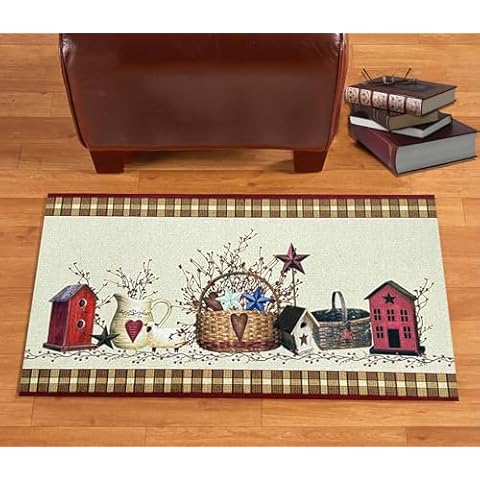 EZ.enjoy Country Stars and Hearts Non-Slip Doormat Accent Rug Soft Absorbent Microfiber Floor Mat Bathmat with Rubber Backing for Bathroom Kitchen Decorative 28 X 17 Inches Cover
