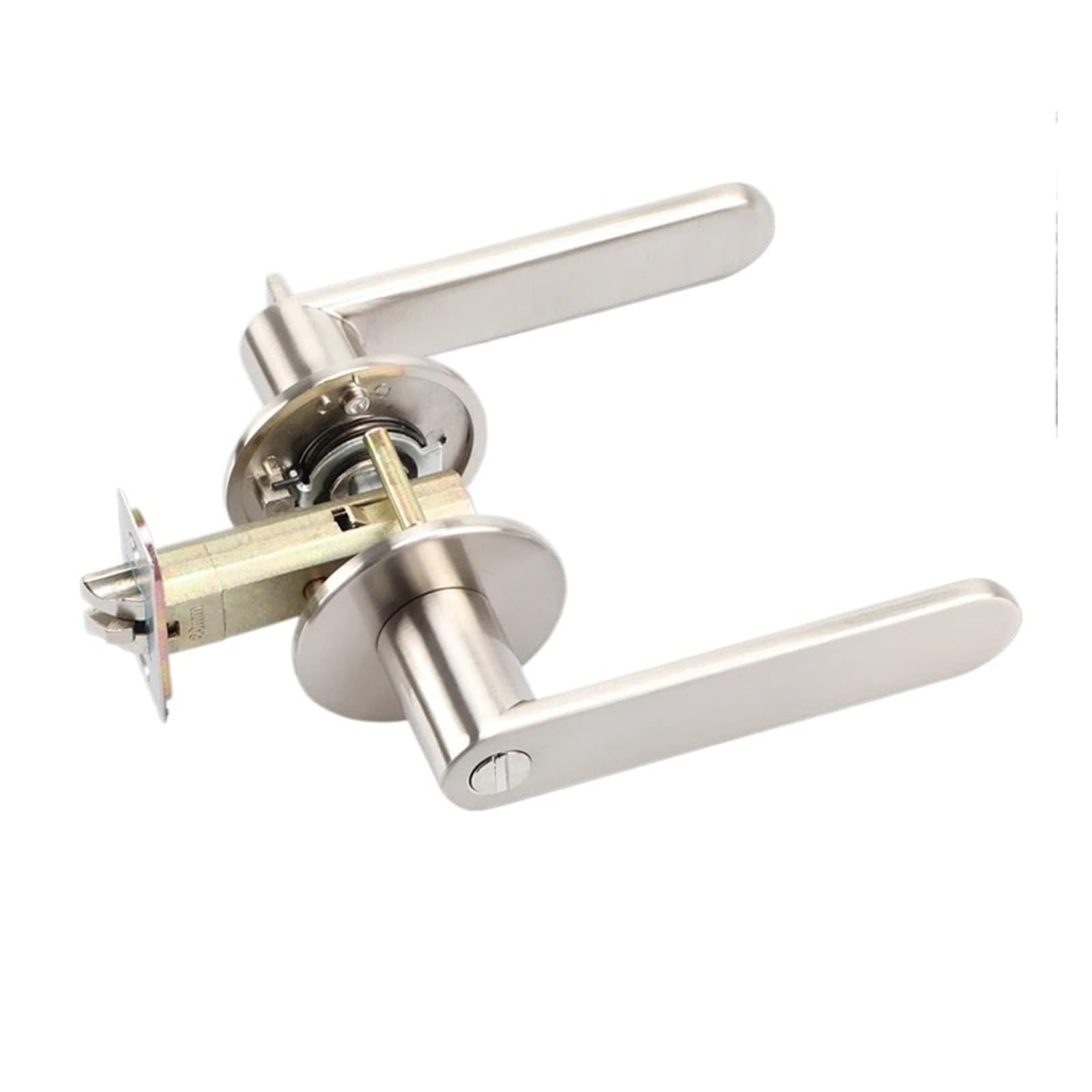 Sjloynwq Silver Keyless Silent Door Lock Three-Pole Round Handle(Silver Keyless)