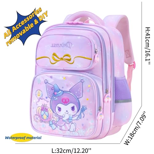 Kawaii Backpack for Teen Girls Cartoon Anti-Theft Travel Aesthetic New Semester Gifts Bag (purple)2