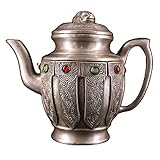  LAOJUNLU Antico Artigianale Puro Rame E Argento Dorato Brocca Vino Con Pietre Gemme Bronzo Antico Capolavoro Collezione Di Solitario Cinese Tradizionale