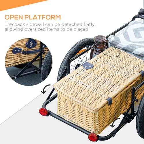 image for Aosom Bike Cargo Trailer, Bicycle Trailer Wagon Cart with Removable St