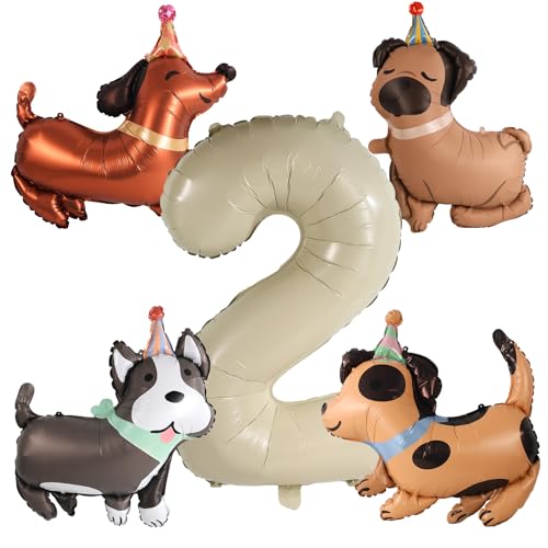 Goktvai 5uds Globos Perro, Globos de Cumpleaños con Múltiples Formas Decoraciones para Fiestas Mascotas Suministros para Fiestas de Cumpleaños Baby Shower y Celebraciones