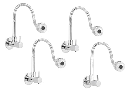 Flora Flexo Flexible Sink Cock Pillar Cock (Chrome) Set of -4