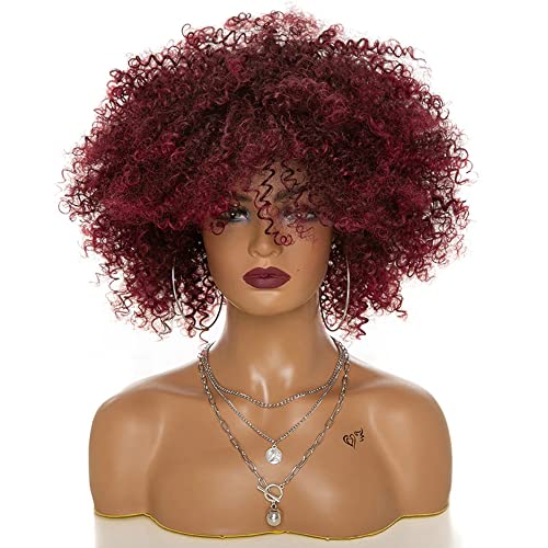 Perruque synthétique Afro Wine Red volume immédiat sans abîmer vos cheveux
