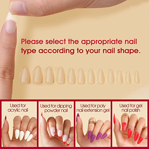 Image of 300PCS Full Matte Short Almond Gel Nail Tips,ROSALIND 15 Sizes Full Cover Almond Nail Tips Acrylic Fake Nails Extension Nail Art ,Soak Off Soft Gel Nail Tips DIY Nails Salon for Women (Pre-shaped No Filed)