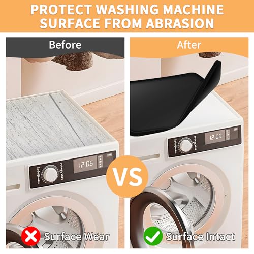 23.6\'\' X 23.6\'\' Washer and Dryer Covers for the Top-Silicone Washer Dryer Top Protector Mat-Washable Anti-Slip Washing Machine Cover, Laundry Room Accessories
