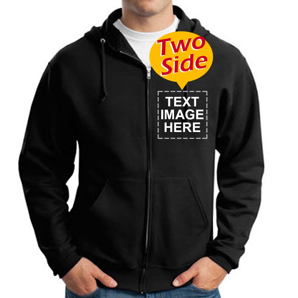 Custom Full Zip Hoodies Sweatshirt For Men Design Your Own Two-sided Printed