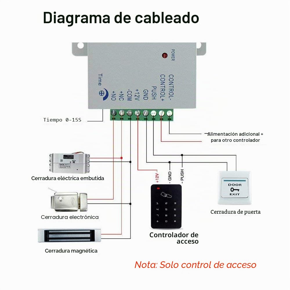 YAVIS Sistema de Control de Acceso a la Puerta Kit con Contraseña Teclado, 180kg 350lbs Cerradura Magnética Eléctrica, DC 12V Fuente de Alimentación, fuente de alimentación, 10 llaveros de RFID 125KHz