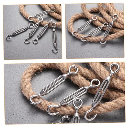 OUNONA 5pcs Turnbuckles Gancho: Tensor de Acero Inoxidable de Alta Resistencia para Cable, Ajuste Preciso para Tensión y Uso en Toldos, Cercas y Tiendas M5 miniatura 3