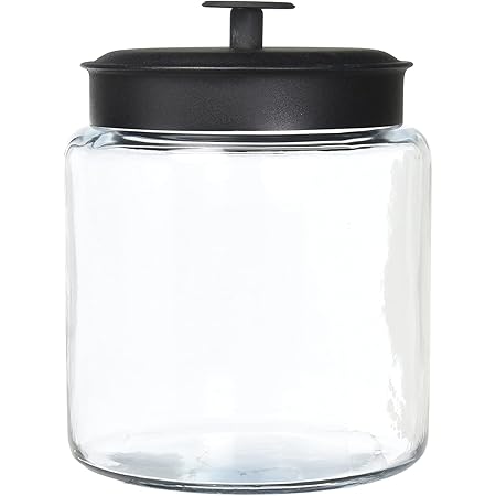 Anchor Hocking 96712 Mini Montana Jars with Black Metal Covers, 96 Ounce