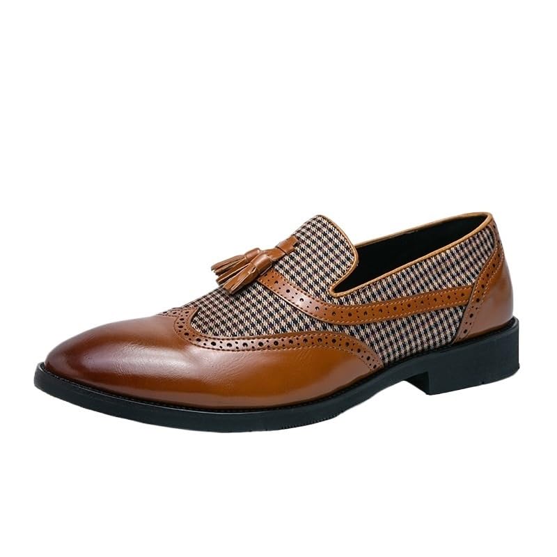 Luxury Pointed Toe Men Dress Shoes Classic Business Dress Men Shoes Slip On Loafers Male Wedding Party Oxfords with Tassel