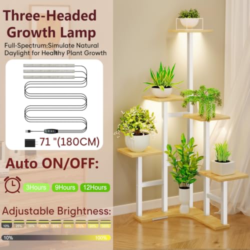 Image of Corner Plant Stand Indoor with Grow Lights 6 Tiered Corner Plant Shelf