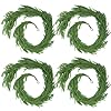 Hananona 4 Pcs Artificial Norfolk Pine Garlands Real Touch Winter Pine Garland Green Artificial Greenery Garland for Table Mantle Wall Indoor Outdoor Christmas Decorations 4 6 FT
