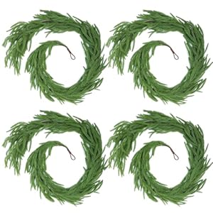 Hananona 4 Pcs Artificial Norfolk Pine Garlands, Real Touch Winter Pine Garland, Green Artificial Greenery Garland for Table, Mantle, Wall, Indoor, Outdoor Christmas Decorations (4, 6 FT) Hananona 4 Pcs Artificial Norfolk Pine Garlands Real Touch Winter Pine Garland Green Artificial Greenery Garland for Table Mantle Wall Indoor Outdoor Christmas Decorations 4 6 FT