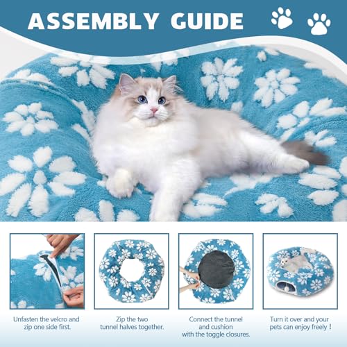 Image of Cute Round Cat Tunnel for Indoor Cats, Blue