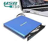 Dansrue USB 3.0 External CD DVD Drive, Portable Ultra-Slim CD DVD-RW Rewriter Burner Superdrive for Laptop Apple Mac Macbook Pro PC Windows Vista Linux