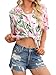 ZXZY Women Summer Hawaii Shirts Soft Cool Floral Tropic Print Short Sleeve Button Up Tops T-Shirt Green