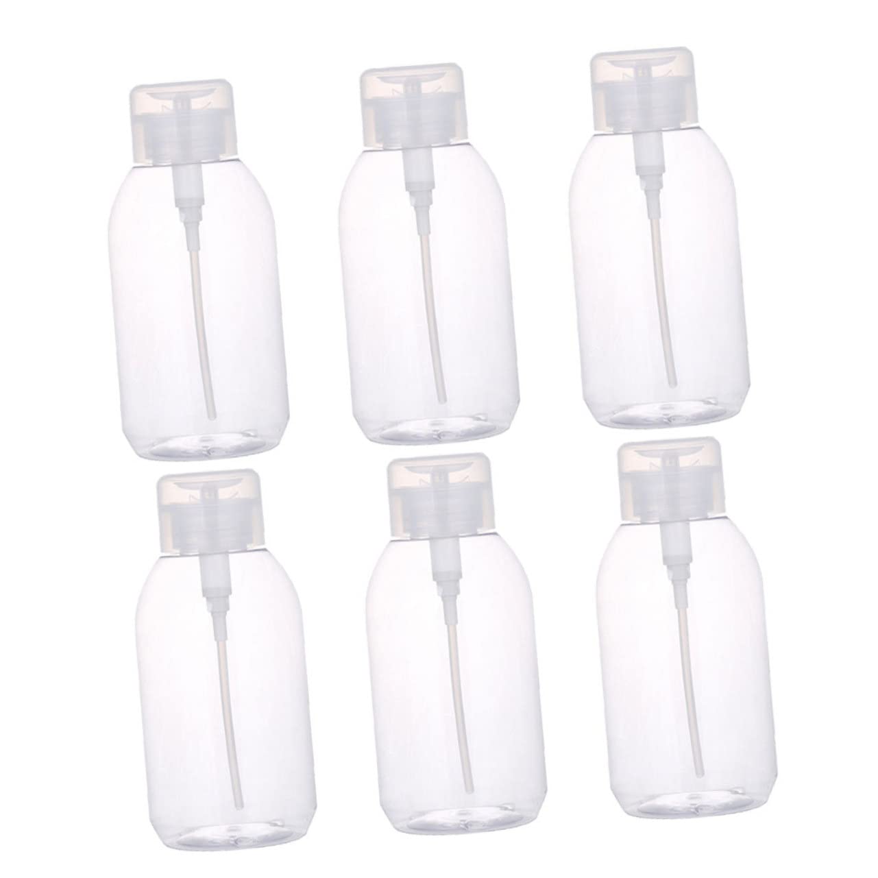 Mikinona 6Pcs 500ML Press Bottle Container Set for Nail Polish Remover Makeup Remover and Cosmetics Ideal for Travel and Daily Use