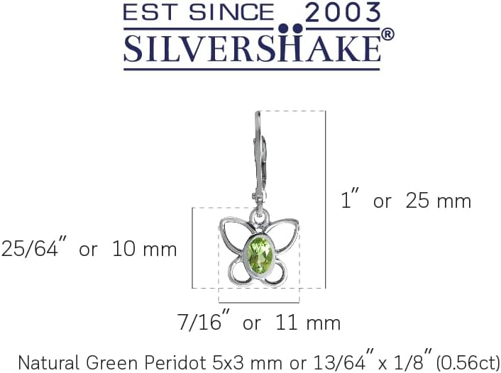Silvershake Natural Peridot 925 Sterling Silver Butterfly Leverback Dangle Earrings