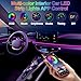 YUGUANG Interior Car Lights Strip APP Control, 5 in 1 Multicolor Music Sync RGB LED Car Ambient Lighting Kit with 236 inches Fiber Optic