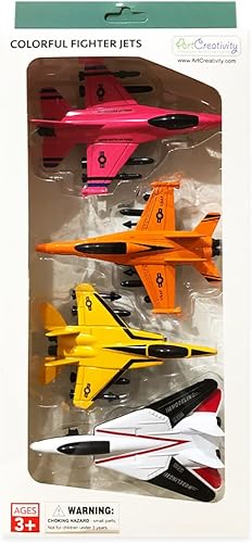 Miniatura 7 de ArtCreativity Juego de 4 juguetes de avión militar para niños con acción de retroceso, juguetes coloridos de la fuerza aérea, gran regalo de