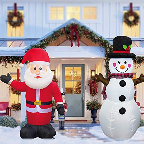 Funpeny 4 Ft Set Of 2 Christmas Inflatable Santa Claus With Snowman, Indoor Outdoor Inflatable Christmas Decorations With Built-In Leds, Christmas Blow Up Decor For Yard Lawn Patio Garden Party #TOP5