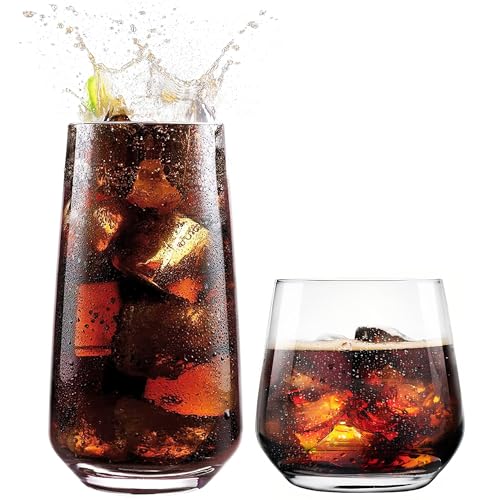 KONZEPT Premium Gläser Set 12 Teilig, Wassergläser Spülmaschinenfest, 6er Longdrinkgläser 480ml und 6 er Trinkgläser 310ml, ideal für Wasser, Saft, Coctails