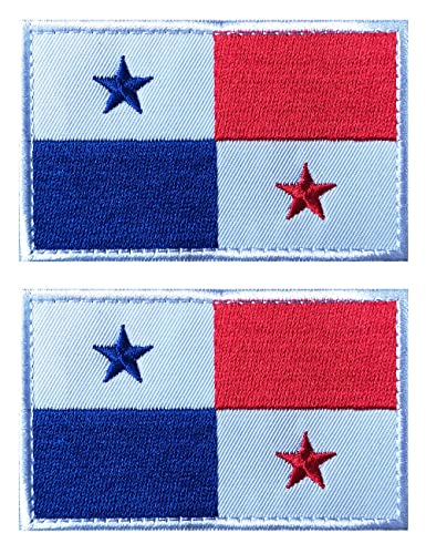 AliPlus 2PCS Panama Flag Patches Embroidered Morale Patch Hook and Loop