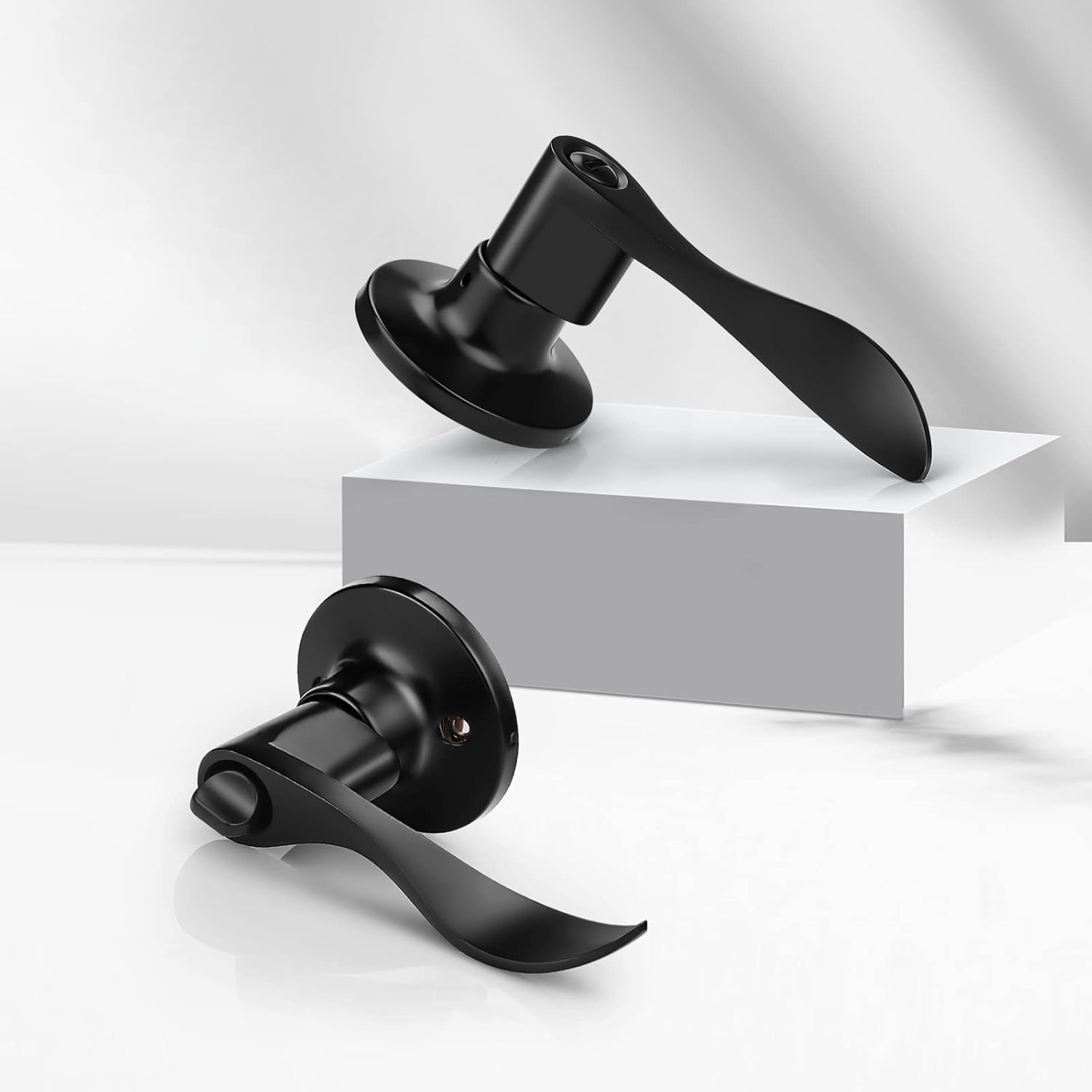 Buy GOBEKOR 5 Pack Black Door Handle with Lock, Matte Black Interior