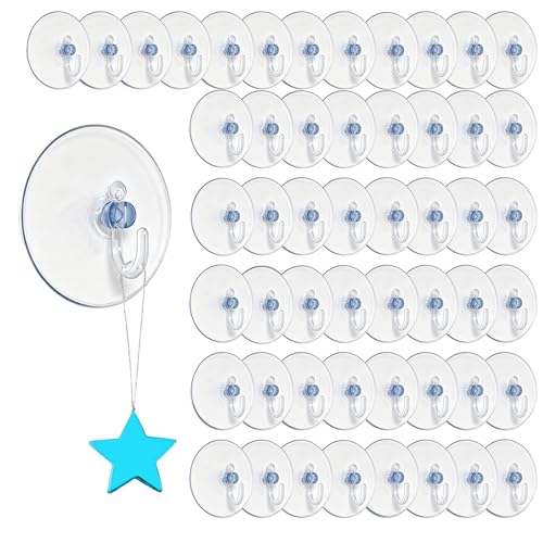 ZhongShuang 60 Stück Saugnapf Haken Transparente Saughaken，4cm Wandhaken Mit Saugnapf，für Fenster Glas Bad Küche Badezimmer