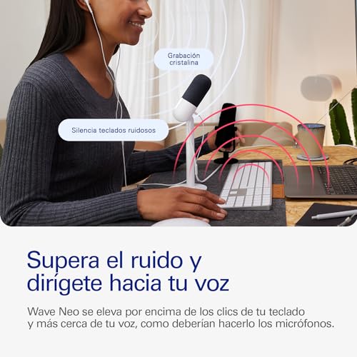 Elgato Wave Neo – Micrófono Condensador USB, Tocar para silenciar, para Jugar, Streaming, reuniones, Grabar Voz, Teams/Zoom/OBS/Twitch/Youtube etc., Plug-n-Play, para portátil, PC, Mac, iPad, iPhone - imagen 3