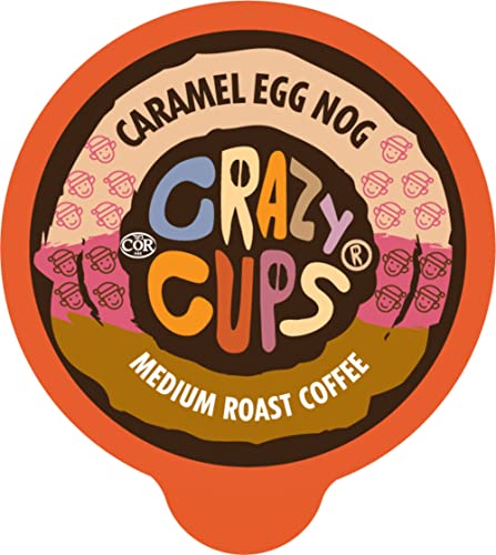 Crazy Cups Flavored Coffee Pods, Eggnog Coffee, Holiday Blend Coffee, Single Serve Coffee for Keurig K Cups Machines, Hot or Iced Coffee, Medium Roast Coffee in Recyclable Pods, 22 Count