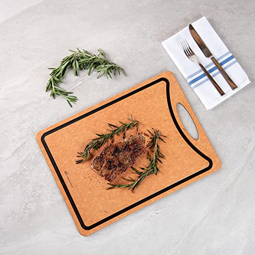 Tabla de cortar doble cara Restaurantware Nature Tek, 43,99 x 32,51 cm, madera compuesta, con ranura para jugos y mango, antideslizante, apta para lavavajillas miniatura 6