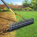 Scarificateur avec manche, 140 cm, Scarificateur manuel réglable pour l'entretien de la pelouse, ameublissement du sol dans le jardin et la cour, lame de 38 cm de large pour enlever le feutre de gazon