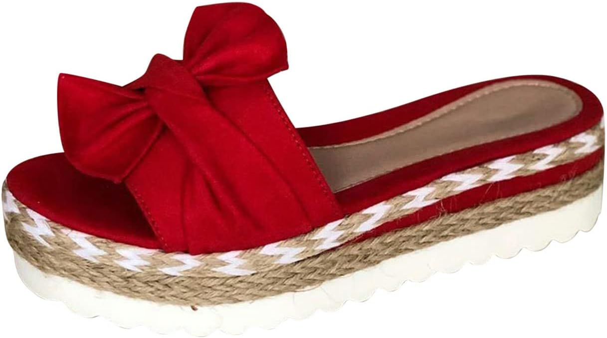 Women's Sandals & Slides UK Sale Clearance Crochet Platform Sandals Slip On Slippers Outdoor Versatile Beach Sandals Backless Mules Fashion Ladies Summer Espadrille Shoes Footwear Size 4-7.5