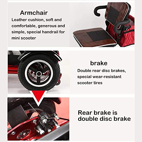 Electric 3-Wheel Mobility Scooter, Foldable Tricycles Lightweight Elderly Disabled Outdoor Travel Seniors Power Wheelchair Mobile Scooters (48V8Ah/30Km) #TOP4