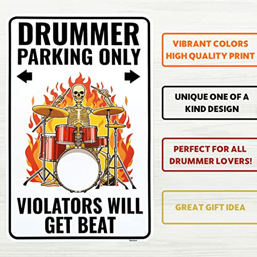 Venicor Drummer Sign - 9 X 14 Inches - Aluminum - Drummer Gifts For Men - Drum Decor Accessories Decorations Stuff #TOP2