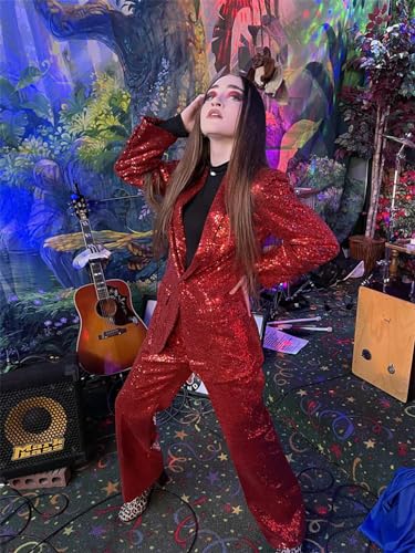 Womens Sequins Suits Set Blazer Ladies Wedding Tuxedos Slim Fit Blazer Pants Party Wear Suits4