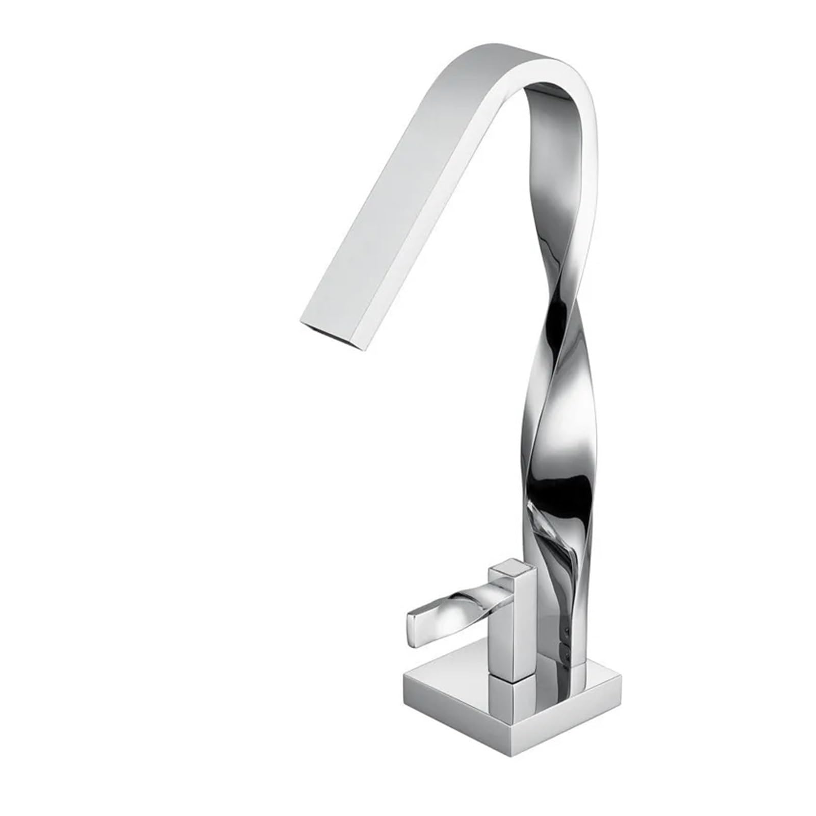Robinet de lavabo monté sur comptoir en laiton massif finition chrome silver