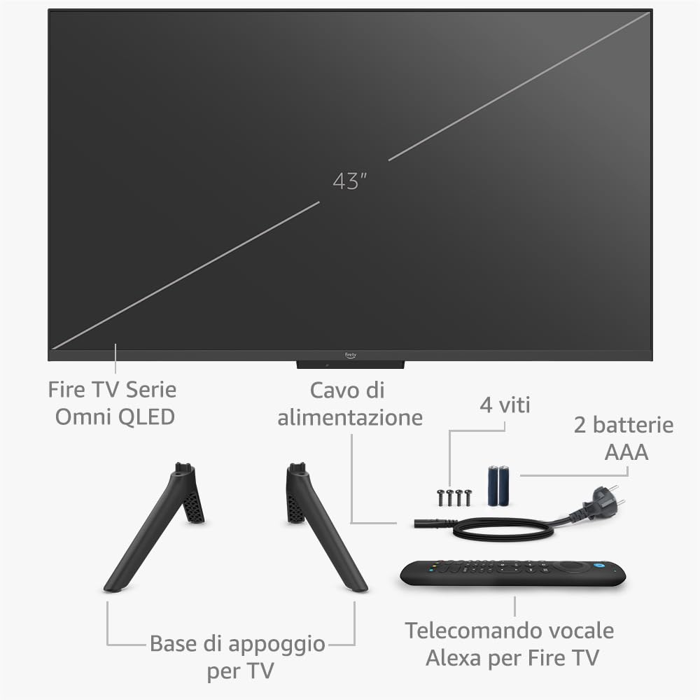 Amazon Fire TV Serie Omni QLED | Smart TV 4K UHD, Dolby Vision IQ, comandi vocali con Alexa, 43“