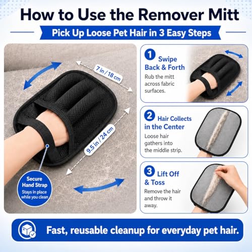 Image of NVNAN 3 PCS Pet Hair Removal Glove and Pet Hair Remover