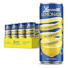 Lemonati Sparkling Lemonade, No Artificial Sweeteners or Flavoring, Gluten-Free, Kosher, Non-GMO, Vegan, 12 Fl Oz Slim Cans, Pack of 12, Blueberry Lemonade
