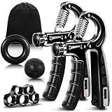 Flintronic 2 Pz Hand Grip, Kit Rafforzatore Mani, Set da 5 Gripper, Resistenza Regolabile 5-60kg, Allenamento della Forza di Presa con Contatore, per Musicisti Atleti ed Recupero di Lesioni alla Mano