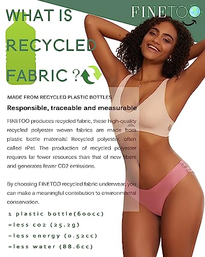 FINETOO Underwear for Women Lace Sexy Hipster V Cut No Show Bikini Panties Seamless Cheeky 5 Pack S-XL - Image 3