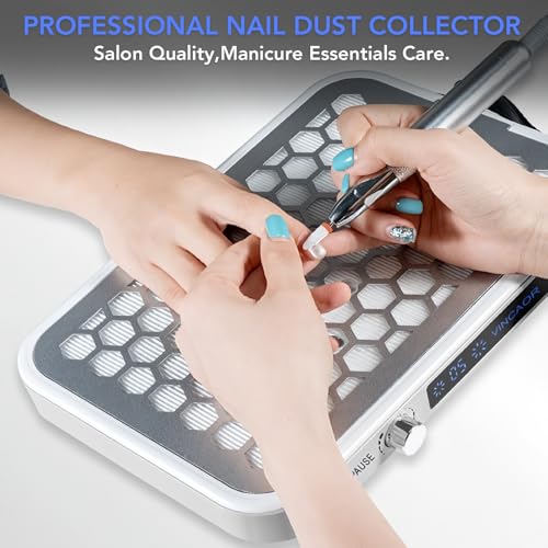 Professional Nail Dust Collector, 1600PA Portable, 10 Speeds, Matte White, Modern, Lightweight, Nail Vacuum for Home & Salon, Disposable Filter Papers